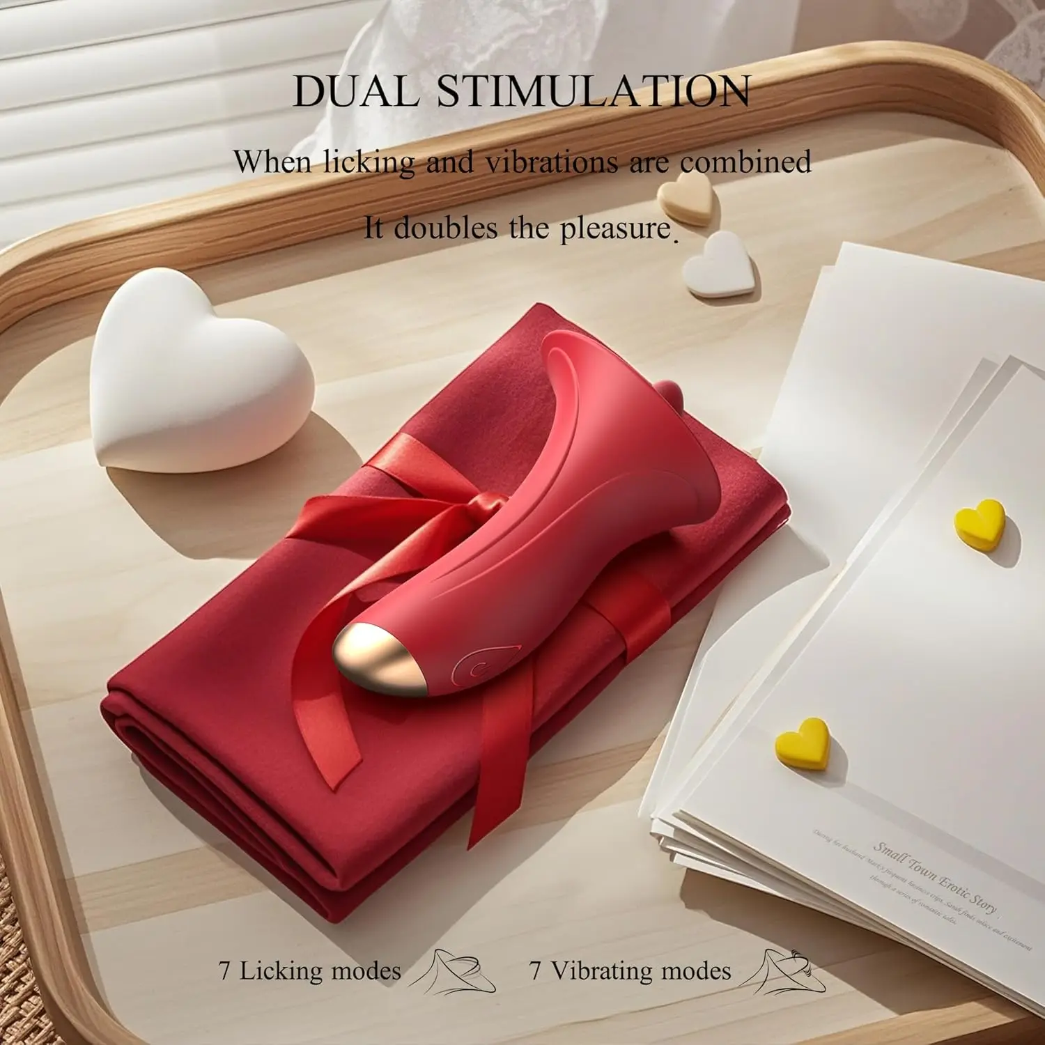 هزاز لعق البظر ألعاب جنسية وردية للنساء، محفز حلمة البظر 2 في 1 مع 7 لعق اللسان و7 أوضاع تهتز #3