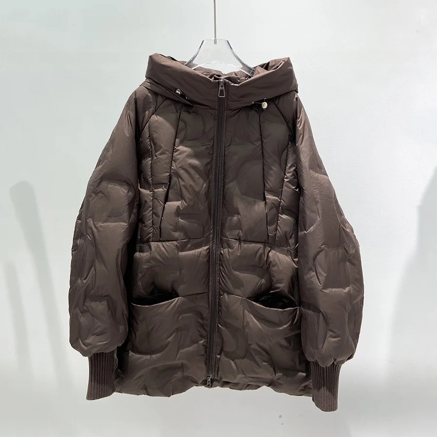 2025 Piumino da donna nuovo autunno/inverno Giacca europea alla moda con cappuccio per pendolari