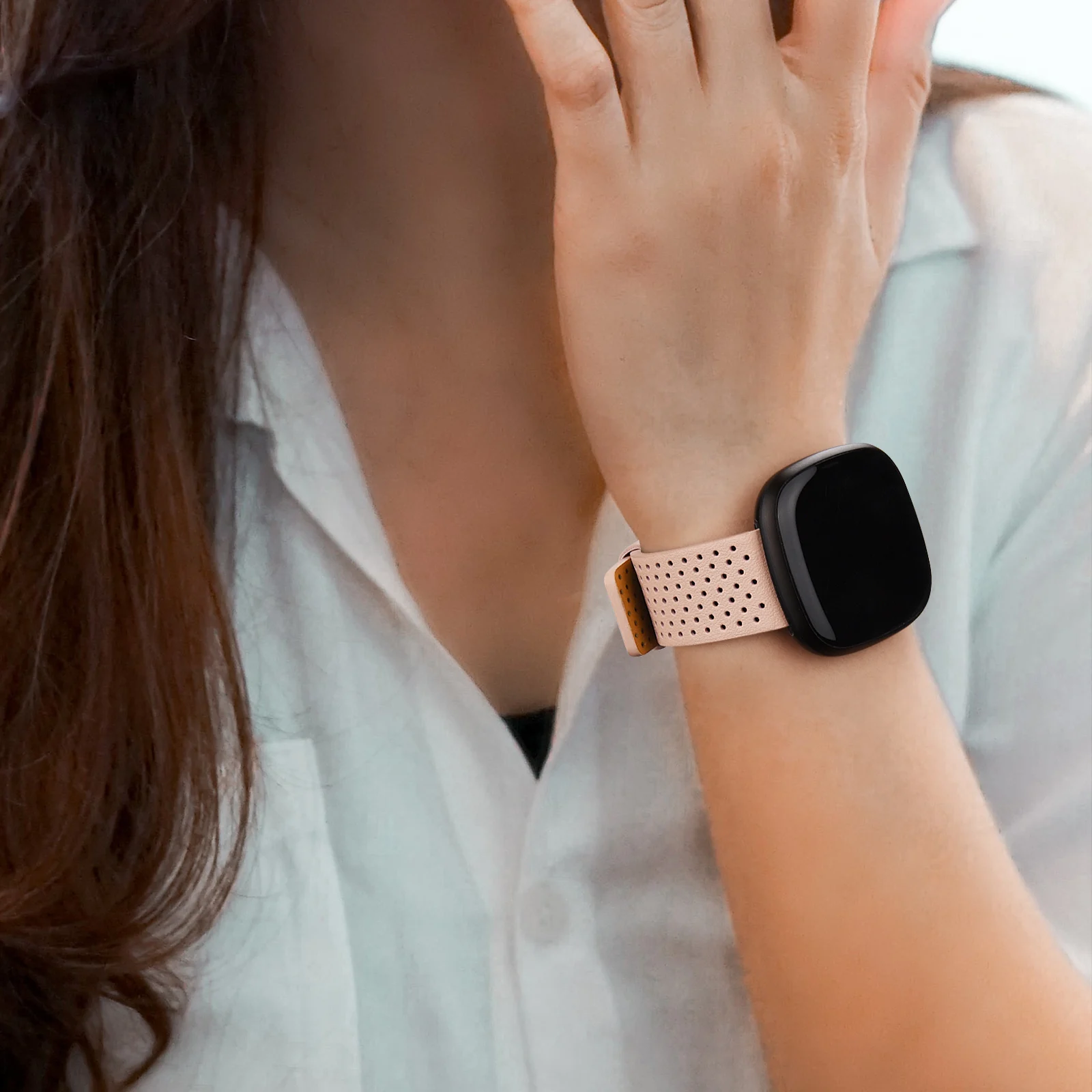 Tali Kulit Asli untuk Fitbit Versa 3/Versa 4 Gelang Jam Tangan untuk Fitbit Versa 3/Versa 4/Sense/Sense2 Tali Gelang