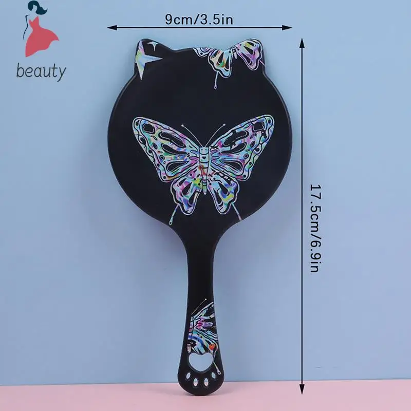 Espejo de maquillaje de mano para extensión de pestañas, espejo de maquillaje colorido de mariposa grande, garra de gato con mango, espejos compactos para salón de Spa