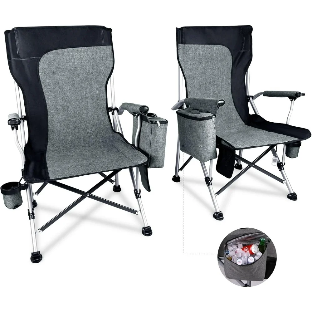 

2 Pack Camping Chairs for Adults, Portable Hunting Chair Supports 350lbs, Oversized Heavy Duty Folding Chair with Side Pockets.