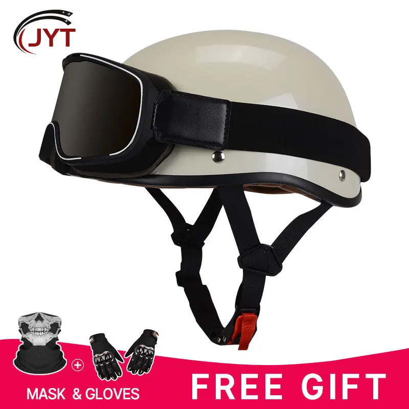 

German Style Motorcycle Half Helmet ABS Shell Safty Cap Classic 1/2 Helmets for Men Women DOT Approved for Scooter Cruiser Moped