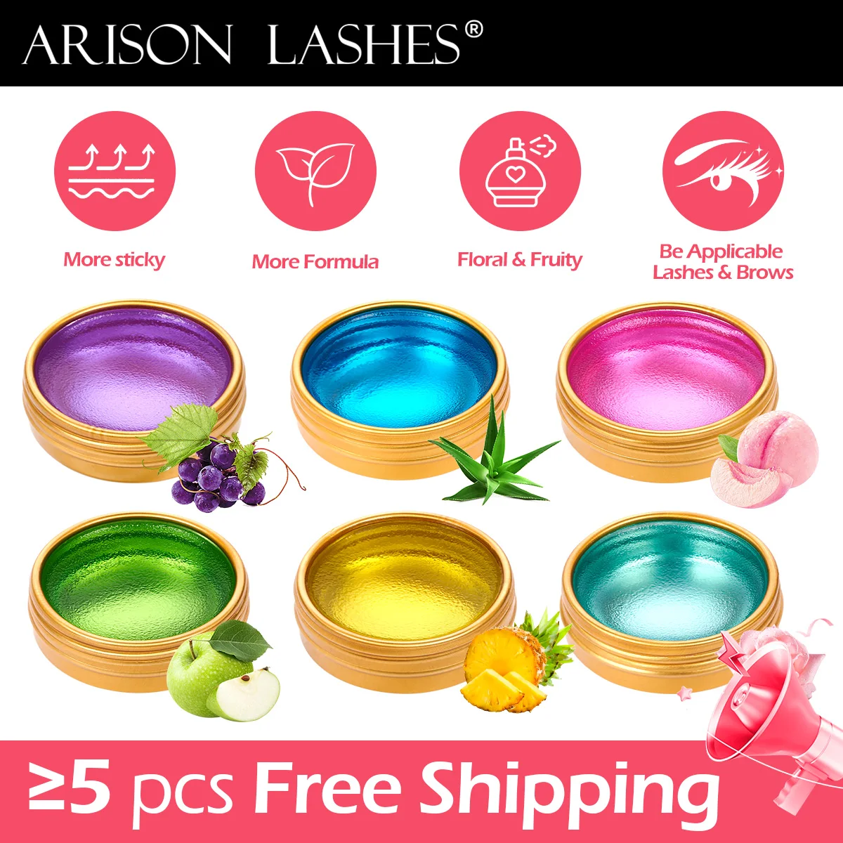 ARISON-CERA de pegamento para levantamiento de pestañas, fijador fuerte para cejas veganas, Kit de levantamiento de pestañas con cepillo pequeño, 10g