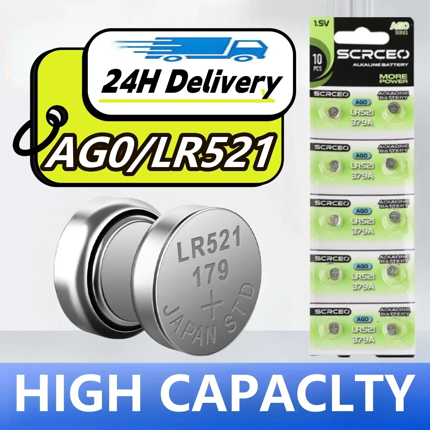 50pcs SR521SW AG0 Button Cell Battery LR63 SR521 SR521S 379 1.5v Alkaline Batteries For flashlights electronic toys Watches