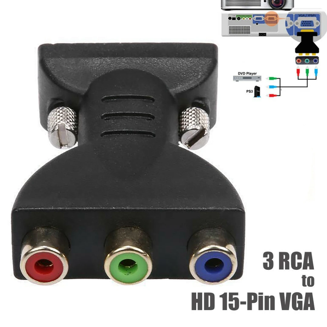 Adaptateur de prise vidéo 3RCA RGB femelle vers HD 15 broches, coordinateur de style VGA