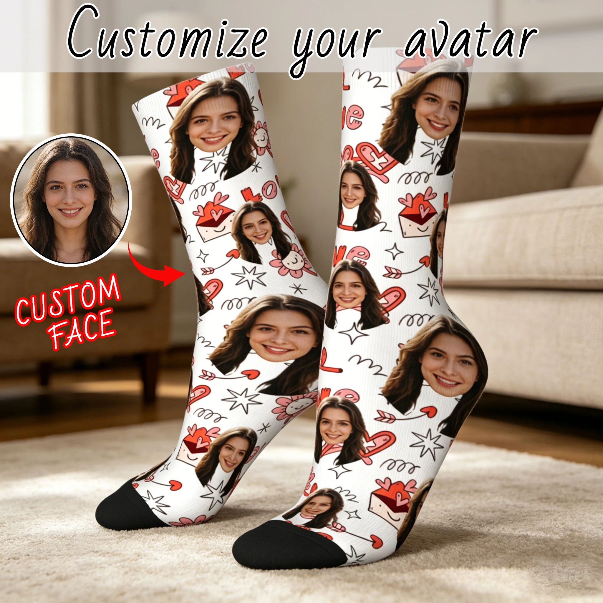 

Custom avatar socks for men and women custom photo socks DIY personalized picture socks photo socks personalized gifts