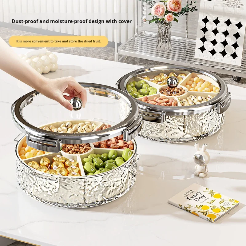 Caja de almacenamiento moderna de lujo para exhibición de aperitivos, con compartimentos para tapa de plato de fruta, para mesa de centro, almacenamiento de dulces, nueces y alimentos