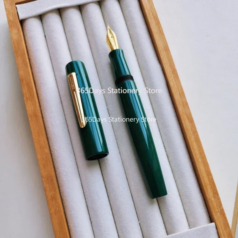 

SELMY Hand Made Green Lacquered Cumberland Hard Rubber Schmidt NO.6 Nib Fountain Pen Business Student Stationery Writing Gift