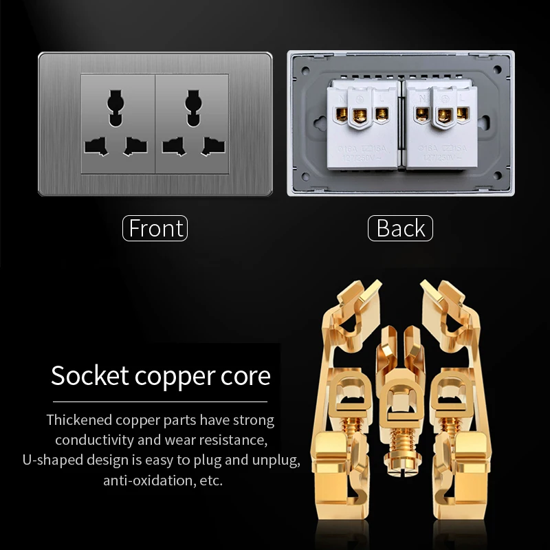 

ELEGAN Серая розетка 118*74 мм с USB Type-c, панель для рисования ПК, тайская вилка США, комбинированная розетка постоянного тока 5 В 2,1 А для быстрого зарядного устройства, розетка hogar