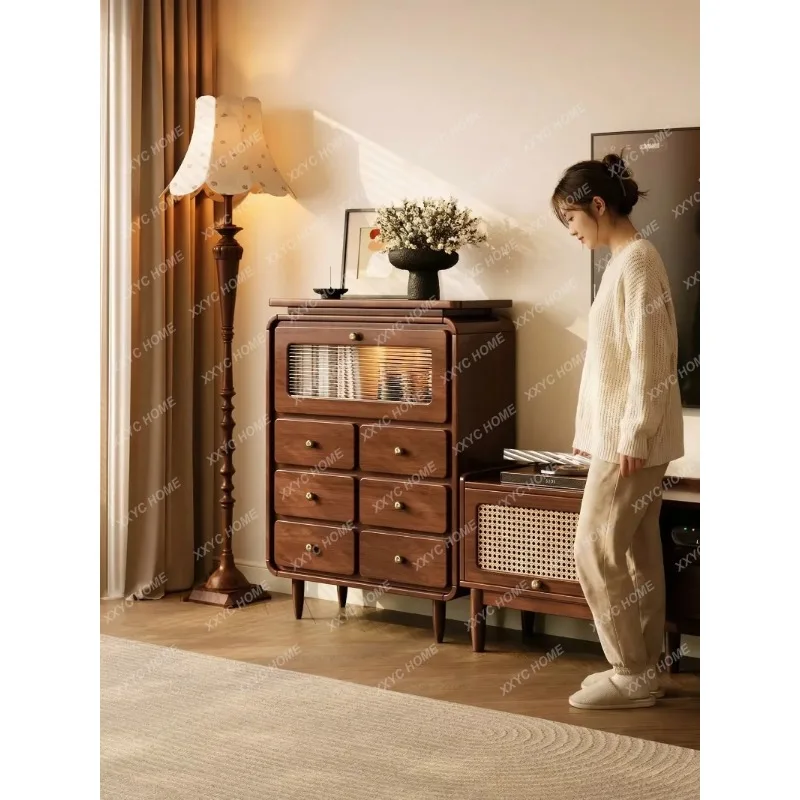 XXAntique Sofa Next To The Living Room Against The Wall Six Bucket Solid Wood Storage Cabinet