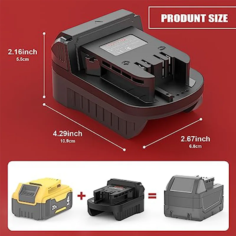 Compatible with DeWalt 20V Max Battery to Replacement for Milwaukee M18 18-Volt Battery DW18ML 18V to 20V Battery Adapter