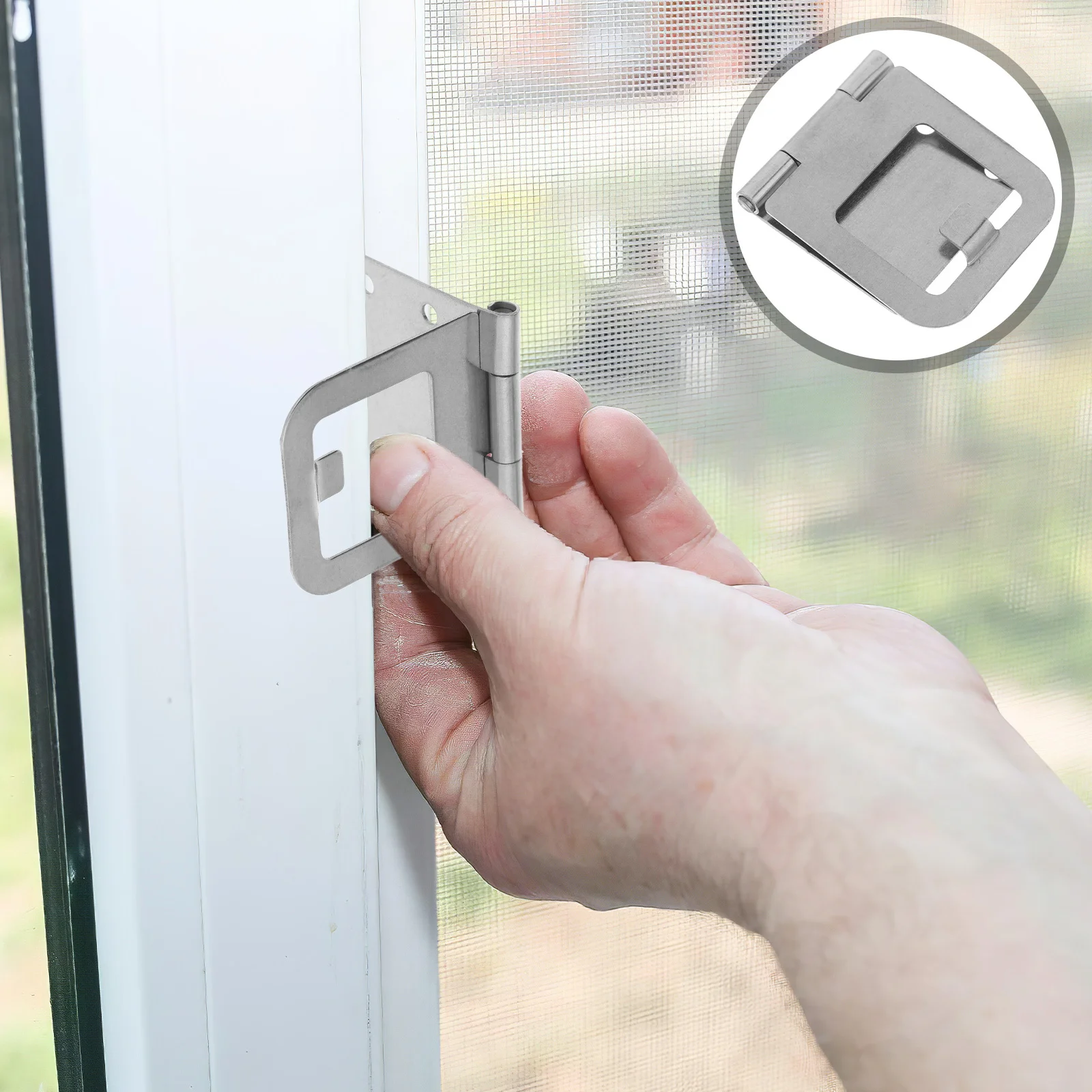 

4Pcs Sliding Window Screen Hinges Stainless Steel Flat Hinge Leaf Screen Lock Catch Sliding Lock Patio Balcony Door Latch