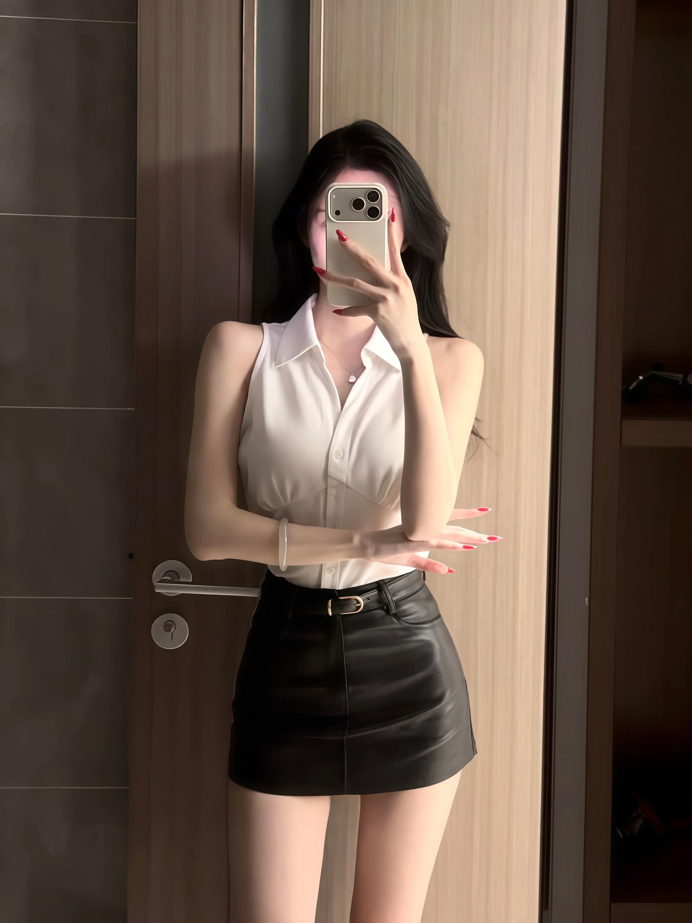 Korean Style Sleeveless Waist-Cinching Shirt Vest Women's Summer New Flip Collar High-End Short Top Breathable Elastic Fitting