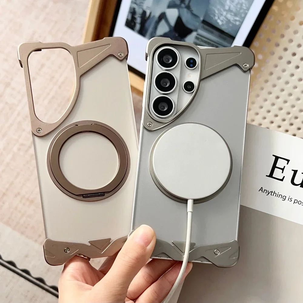 

for Samsung S26Ultra Metal Phone Case for Samsung Galaxy S26 S25 S24 S23 Ultra For Magsafe Bumper Protective Shockproof Cover