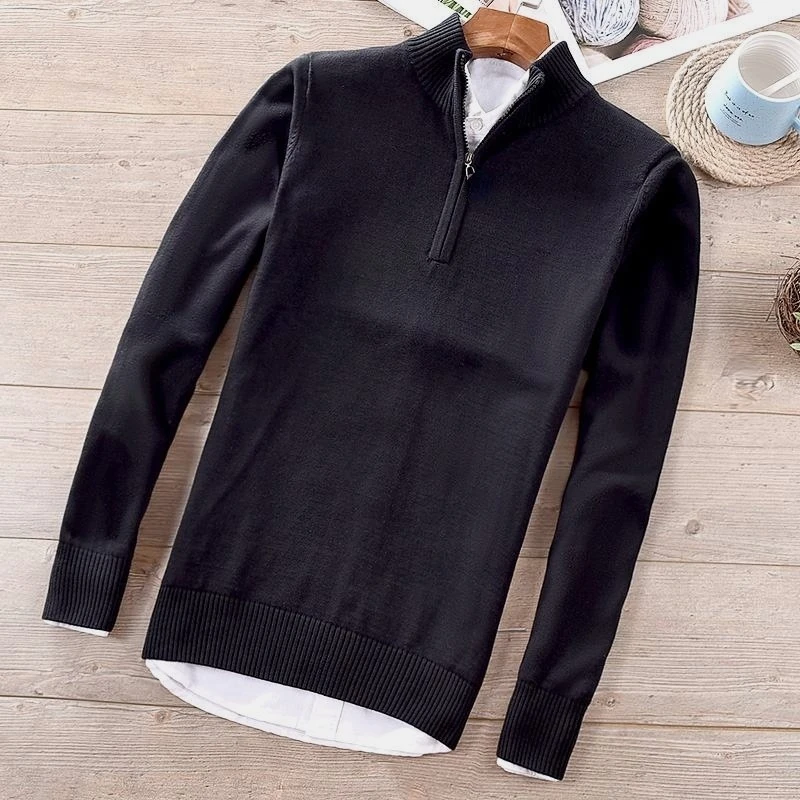 

Sweater Men Pullover Mens Half Zipper Turtleneck Sweaters Man Causal Knit Sweater Half Men Turtleneck Sweater Fashion Pullovers