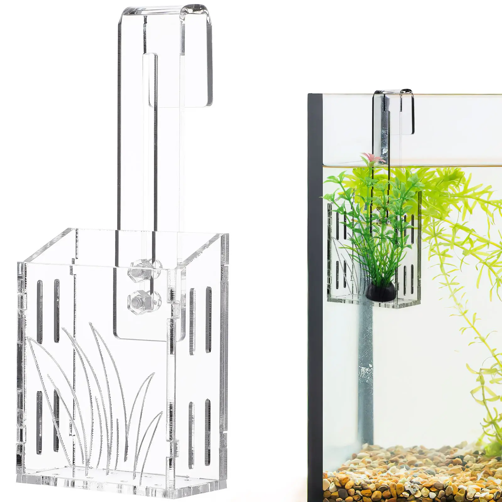 

Fish Cup Water Aquarium Aquatic Planter Small Suction Holder Creative Tank Bowl Clear Plants Pot