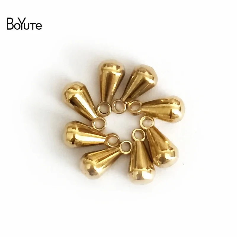 BoYuTe (100 Pieces/Lot) 3*6MM 3*7MM 4*8MM Water Drop Bead Charms Metal Brass Beads for Jewelry Making