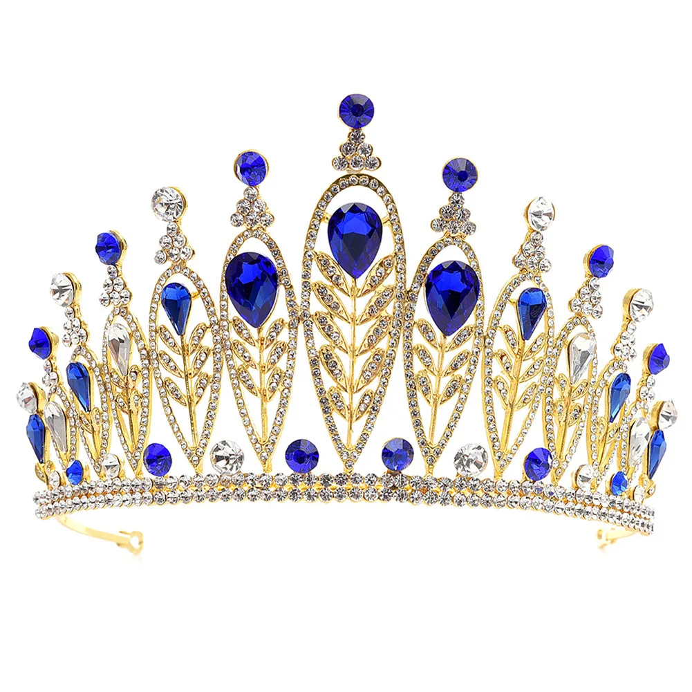 New Bridal Jewelry Hot Sale Leaf Inlaid Rhinestone Alloy Bridal Crown Headband