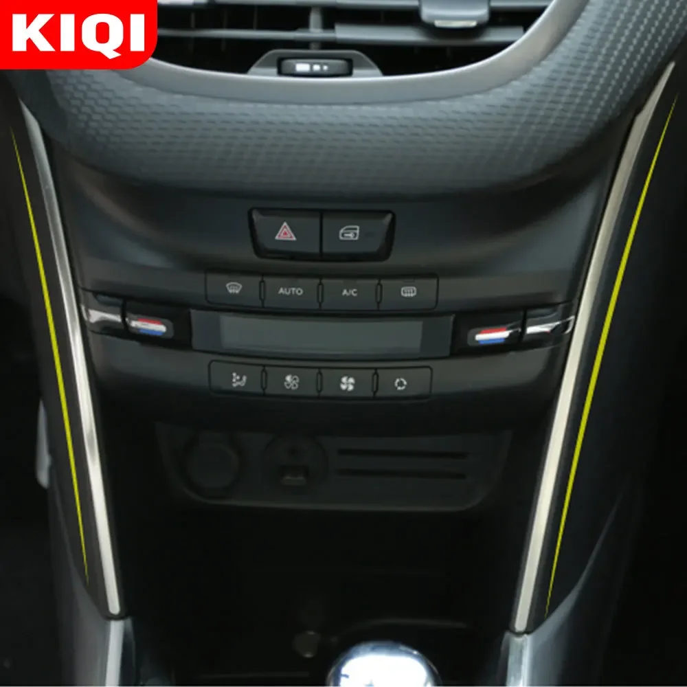 KIQI Car Accessories for Peugeot 2008 2014 2015 2016 2017 2018 2019 Control Center Stainless Steel Cladding Side Sequins Trim