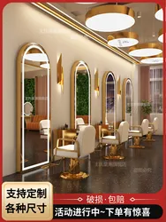 Online celebrity barber shop mirror led lamp hair salon special tide one-sided haircut dyeing mirror landing.