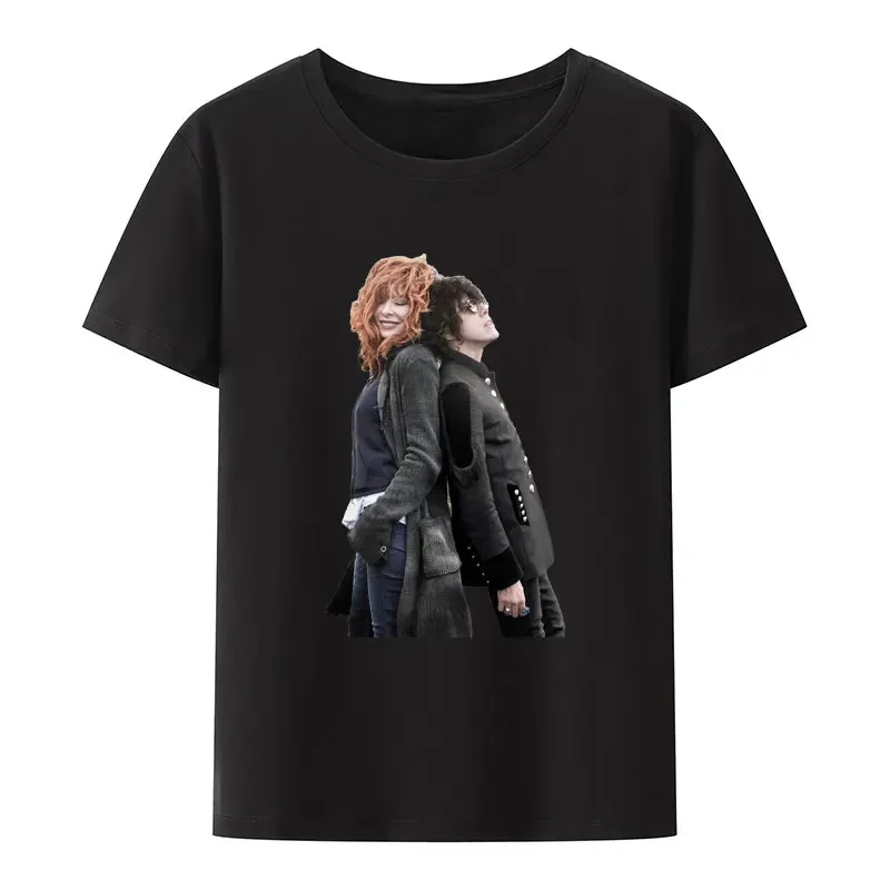 

Men Women Black White Modal T-Shirt French Star Singer Mylene Farmer Printed Tees Fashion Streetwear Short Sleeve O-Neck Tops