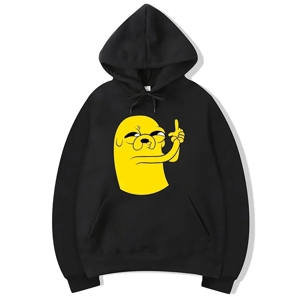 Unisex Adventure Time Animation Hoodie, Harajuku Jake Cartoon Hoodies, Y2k Clothes, Long Sleeve Hooded Sweatshirts, Streetwear,