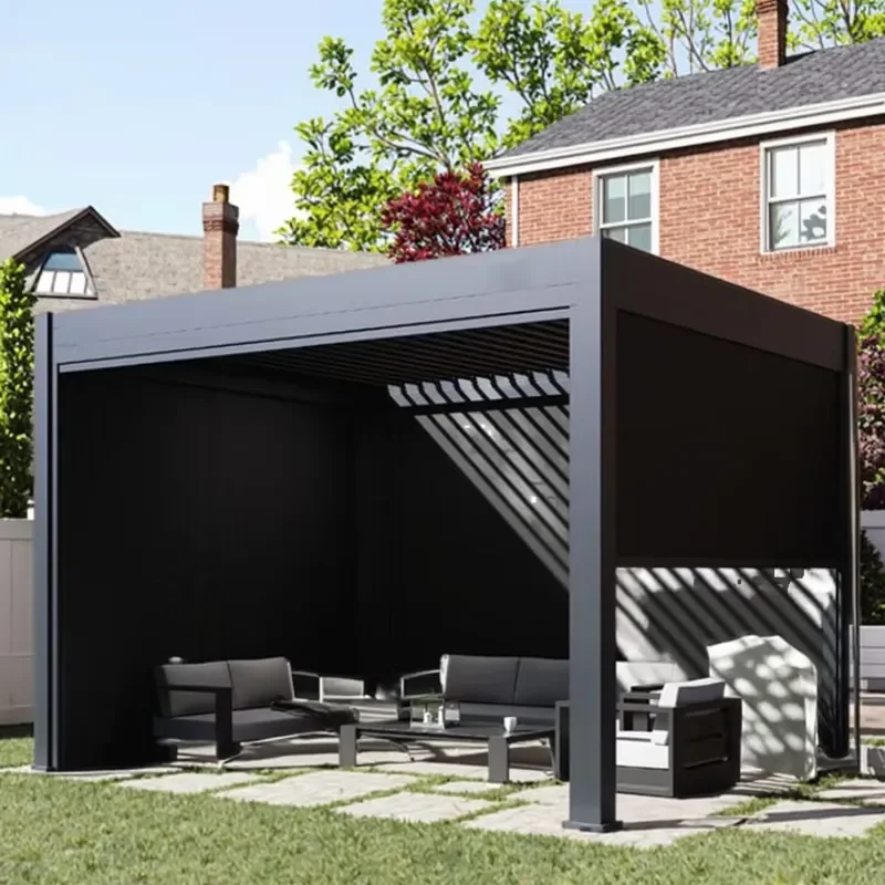 Amas Modern 3x4 Garden Terrace Canopy Bioclimatic Aluminum Pergola for Electric Adjustable Aluminum Louvered Roof with