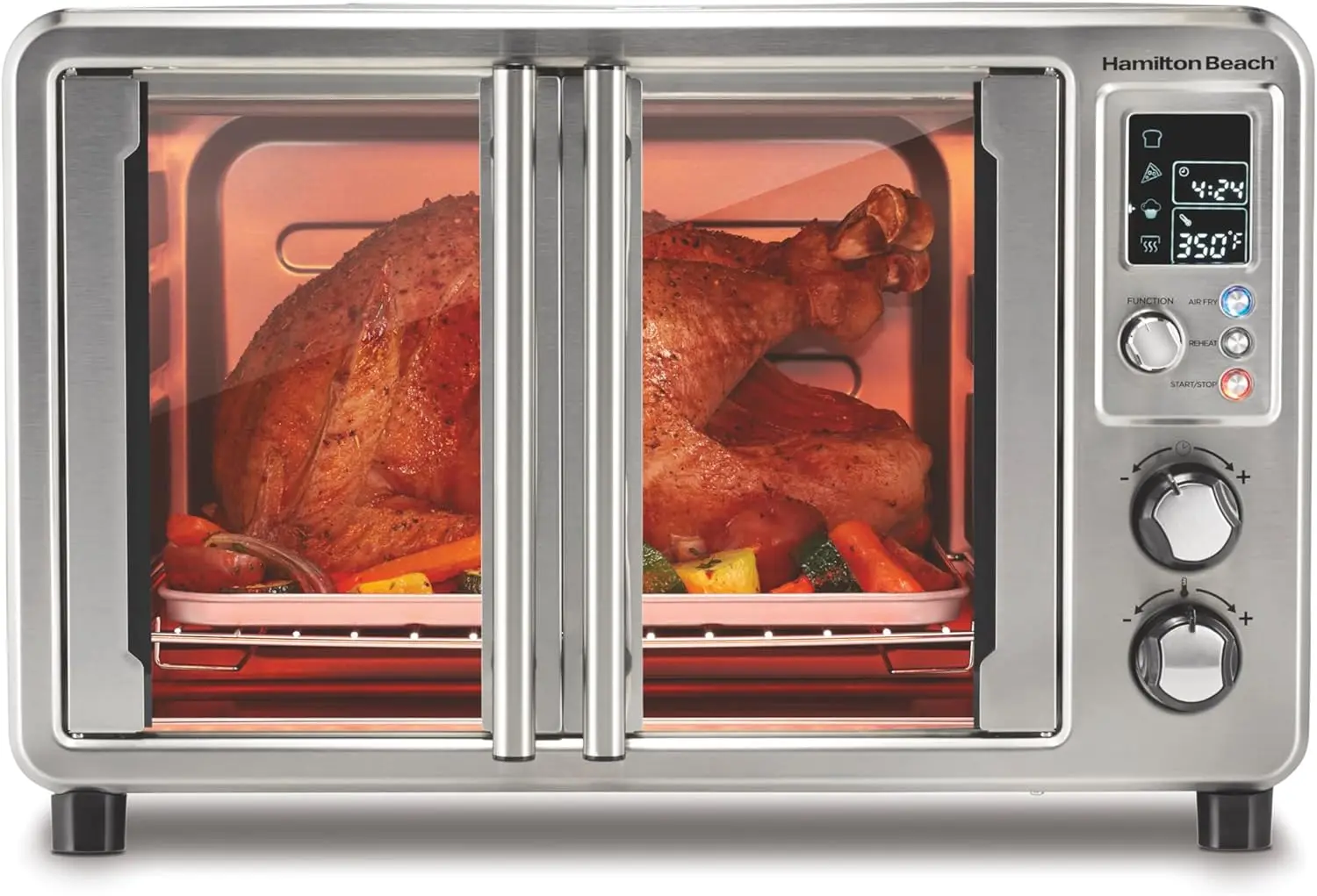 Extra Large Digital Air Fryer Toaster Oven Combination, 0.9 cu. ft., French Doors for Easy Access, Bake, Broil, Toast, Pizza, an