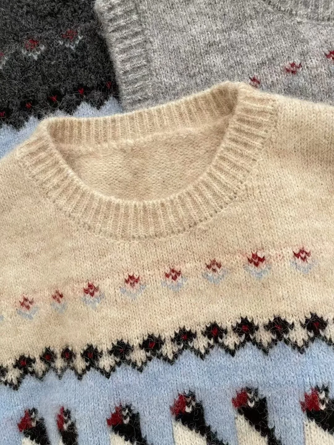 Sweter damski z dzianiny w stylu retro z motywem pingwina, okrągły dekolt, kamizelka, jesienno-zimowy, do noszenia warstwowo, miękka mieszanka wełny.