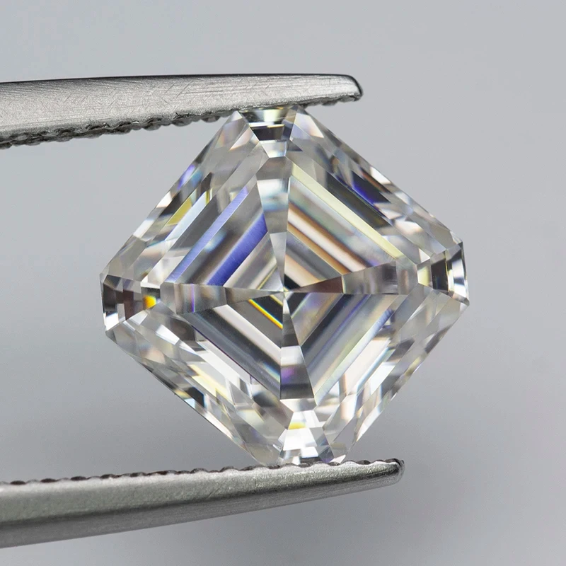 New Jewelry White D Colorless Asscher Cut Moissanite Loose Diamond 0.5-7.0ct Pass Test with GRA Certificate Pass Diamond Tester