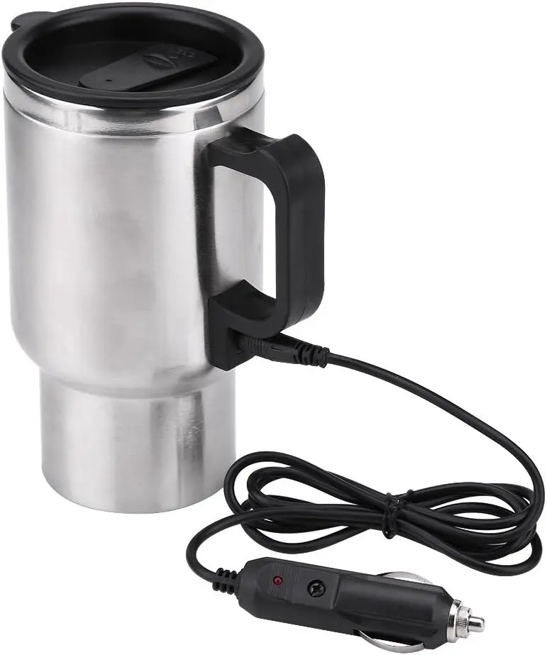 

12V Heated Travel Mug Stainless Steel in-car Travel Heating Cup Coffee Tea Car Cup Mug with Anti-Spill Lid (450ml/15oz)