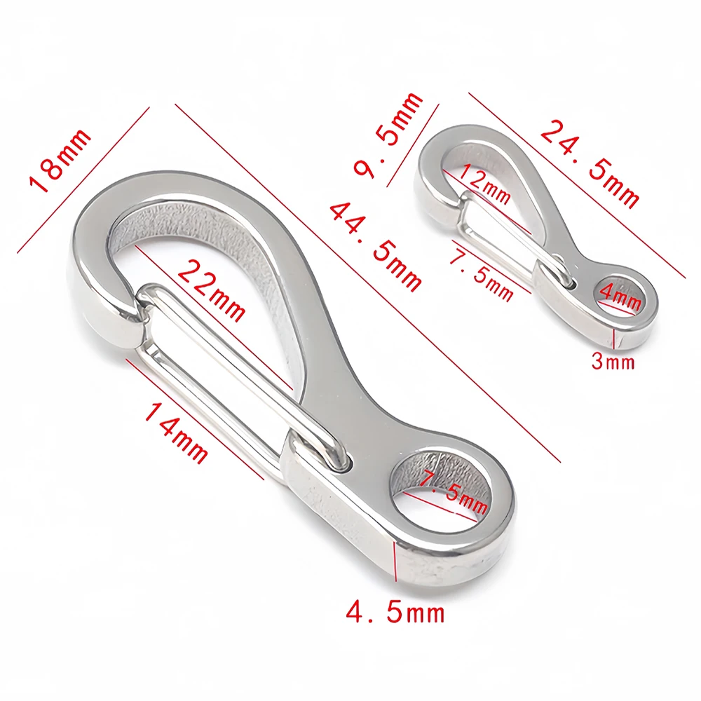 Edelstahl-Federkarabiner Mini-SF-Auslöseclips Schnallen Rucksack-Kletterkarabiner Schlüsselanhänger Camping-Flaschenverschlüsse – Detail 1