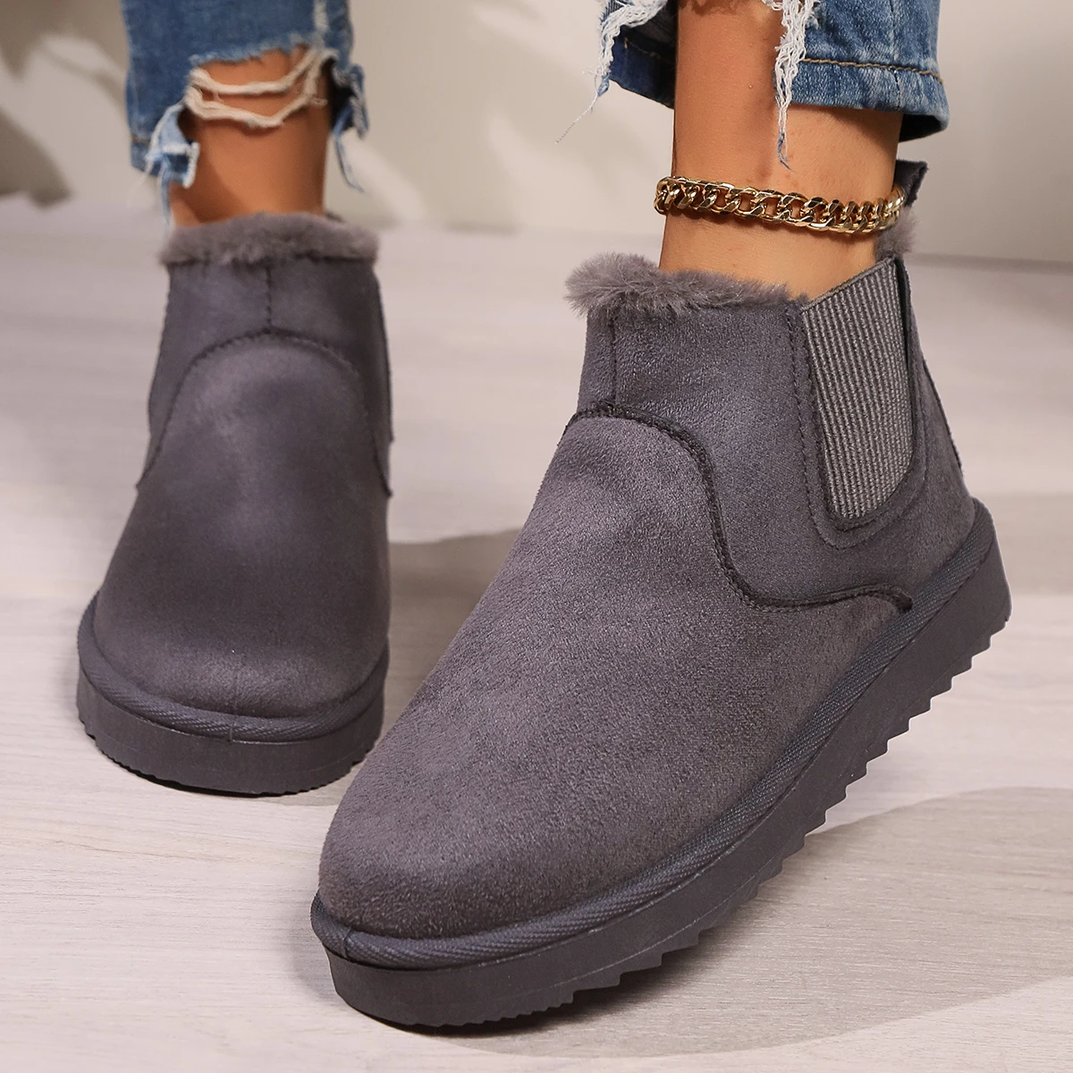 

Snow Boots Women New Thick Velvet Large Size Winter Fashion Warmth one-step Short Boots Cotton Shoes Women's Cotton