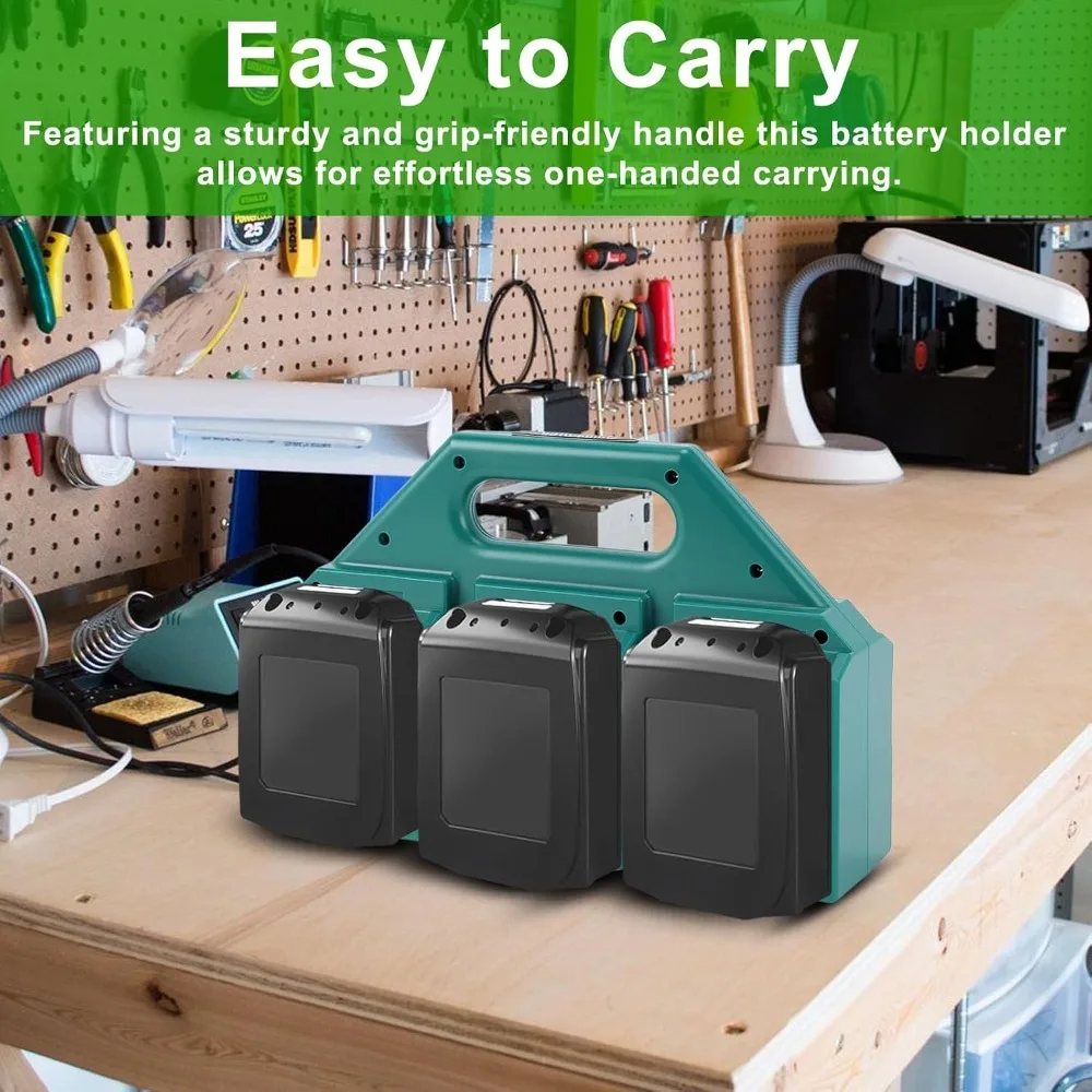 Durable 6 Slot Battery Carrying Holder Heavy Duty Portable Battery Organizer Rack With Handle Battery Storage Box For Tool Bags