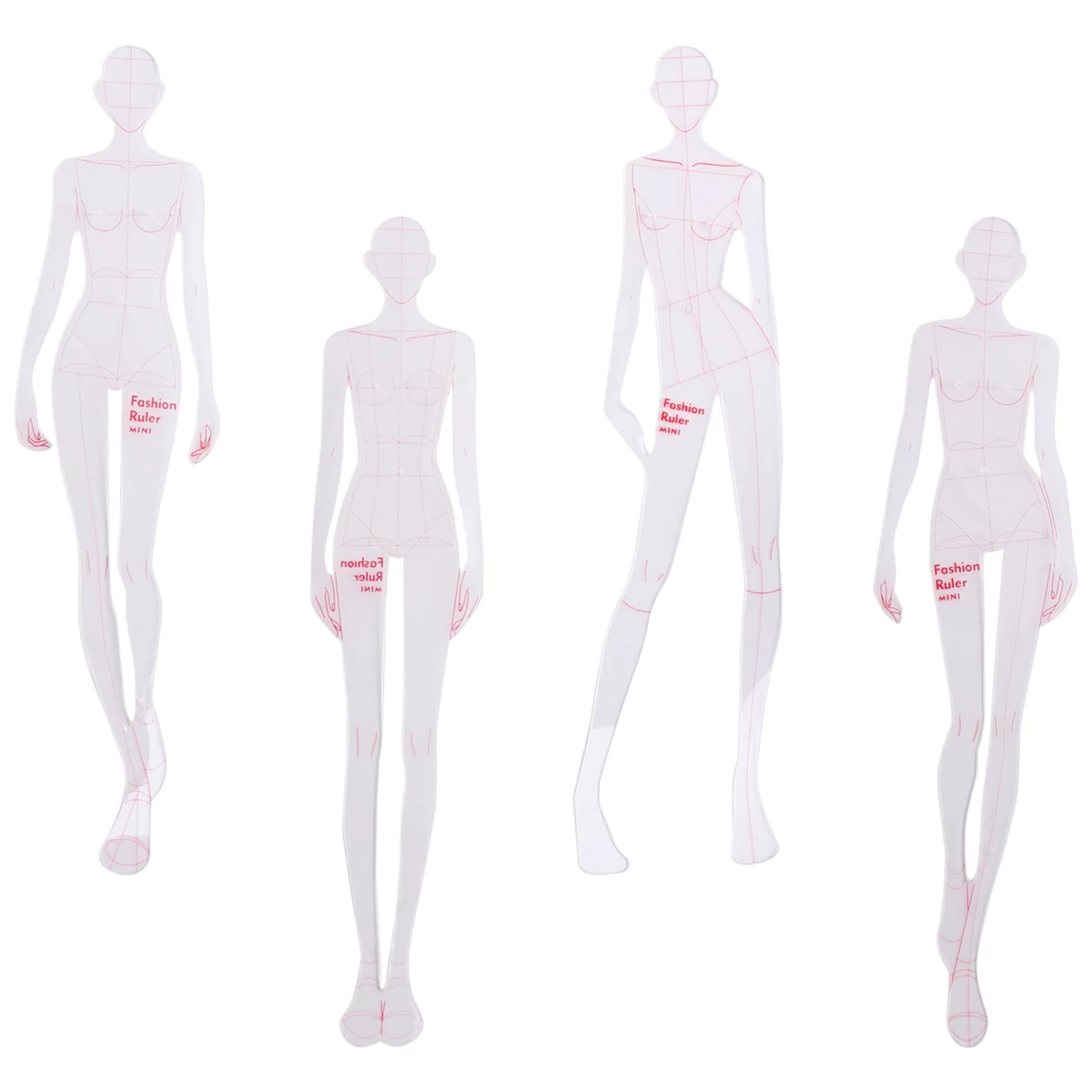 A56X Reglas de ilustración de moda Plantillas de bocetos Regla Costura Patrones humanoides Diseño Ropa Medición, Tipo A