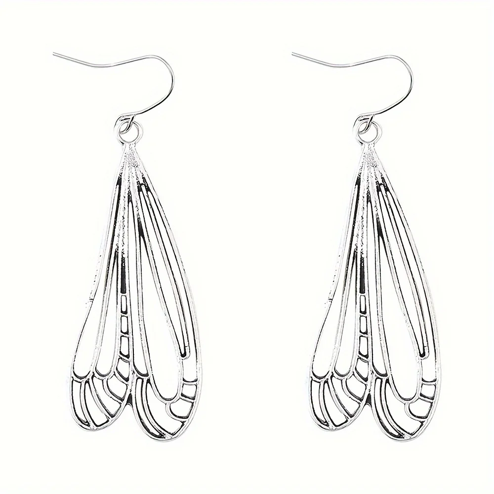 Simple wind dragonfly wings hollow women\'s earrings alloy silver-plated couple girlfriend gift earrings jewelry