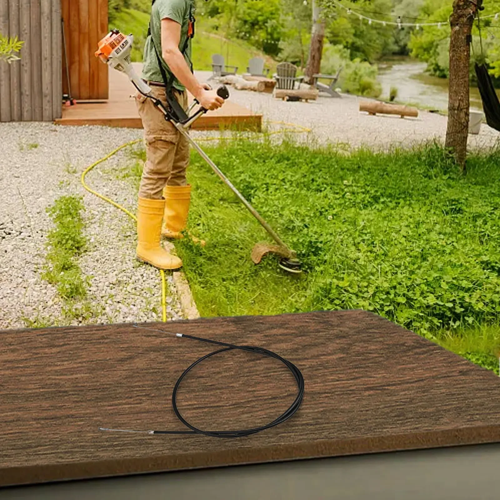 Cuidados com o gramado Manutenção ao ar livre Cortador de grama Cabo do acelerador FS110 Cabo do acelerador Preto e prata Velocidade de controle efetivamente