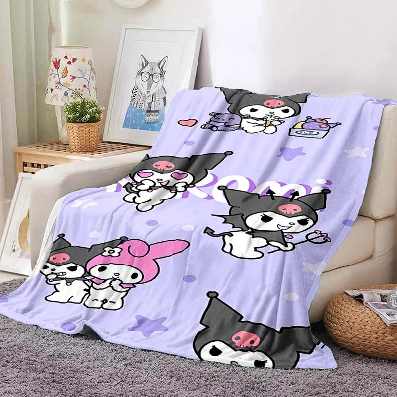 Hellor Kitty Kuromi Blanket for Sofa King Size Sanrio Soft Flannel Throw Fluffy Bed Blanket New Born Winter Blanket Kid Gift