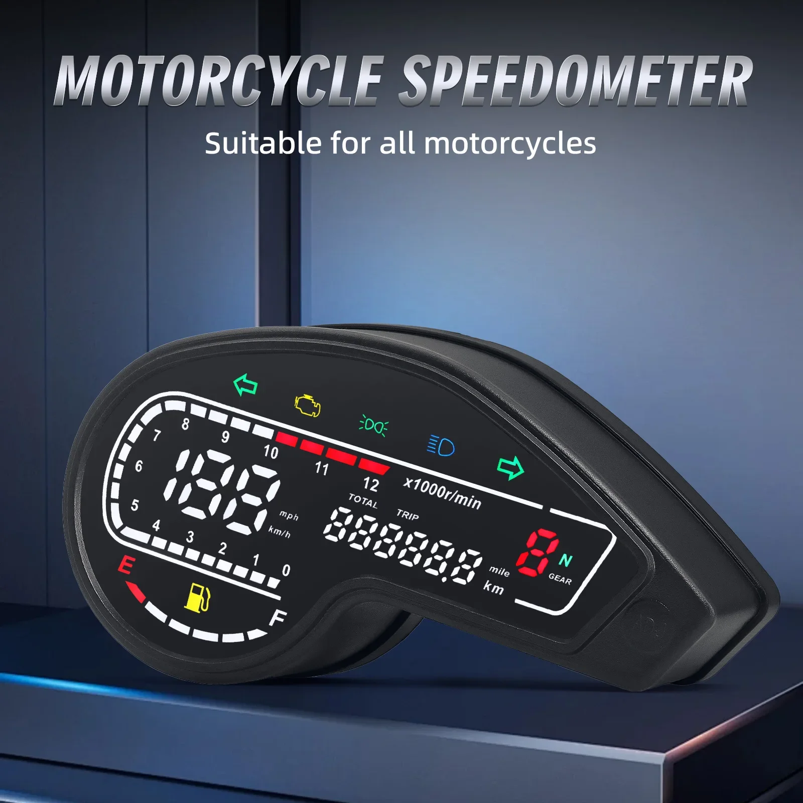 Painel Digital Universal para Motocicleta com Velocímetro LED, Tacômetro e Luz de Sinalização para Yamaha