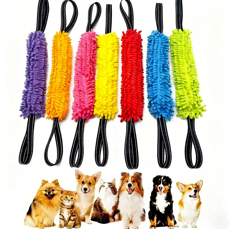 

Colorful Double Handle Interactive Dog Toy Outdoor Training Equipment Teeth Grinding Plush Toy for Medium Large Dogs Pet Stuff