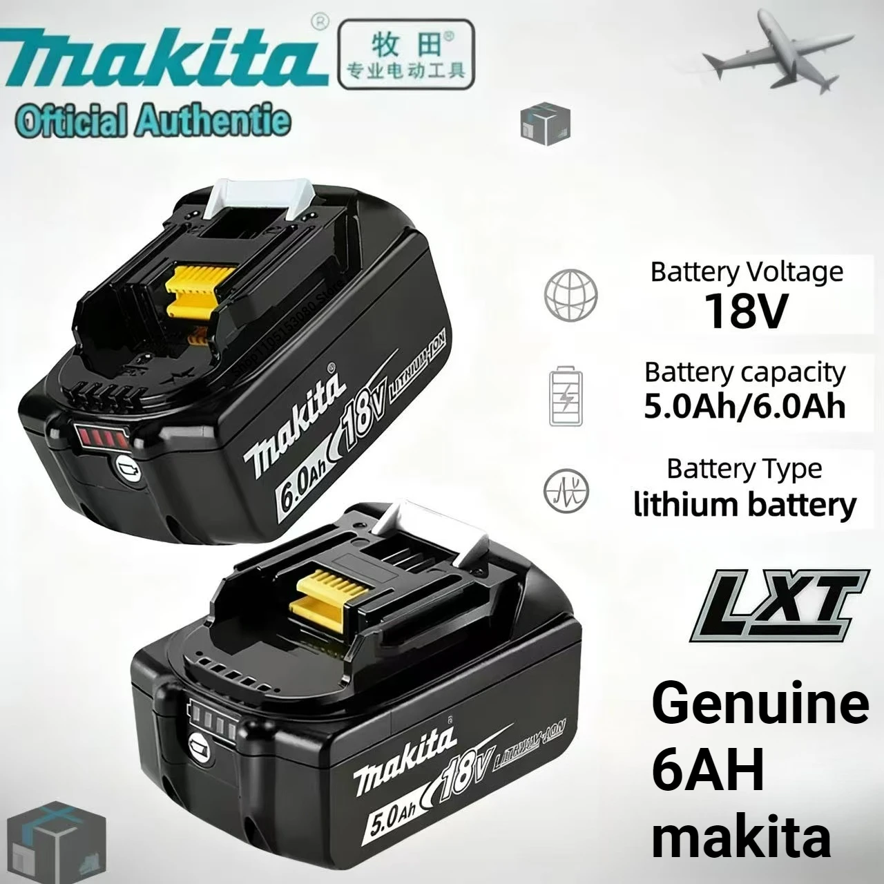 

Makita battery, rechargeable lithium battery, Makita 18V 6.0Ah BL1840, BL1830, BL1850, BL1850B original Makita tool battery