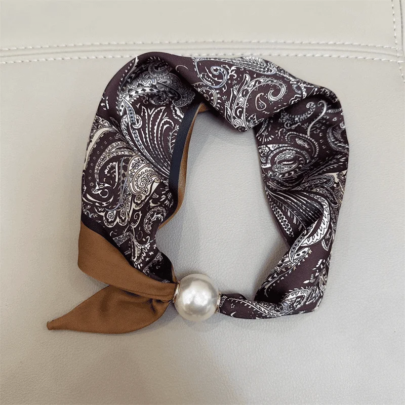 

Square Scarf Pearl Necklace Set Magnetic Clasp Easy Wear Neck Warmer Collarbone Chain Multi Styles Spring Summer