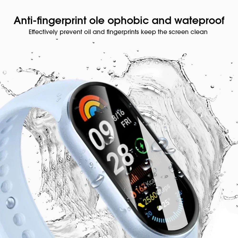 Protector de pantalla curvo 9D para Xiaomi Mi Band 9, película suave transparente antiarañazos, cobertura completa, 1-10 unidades