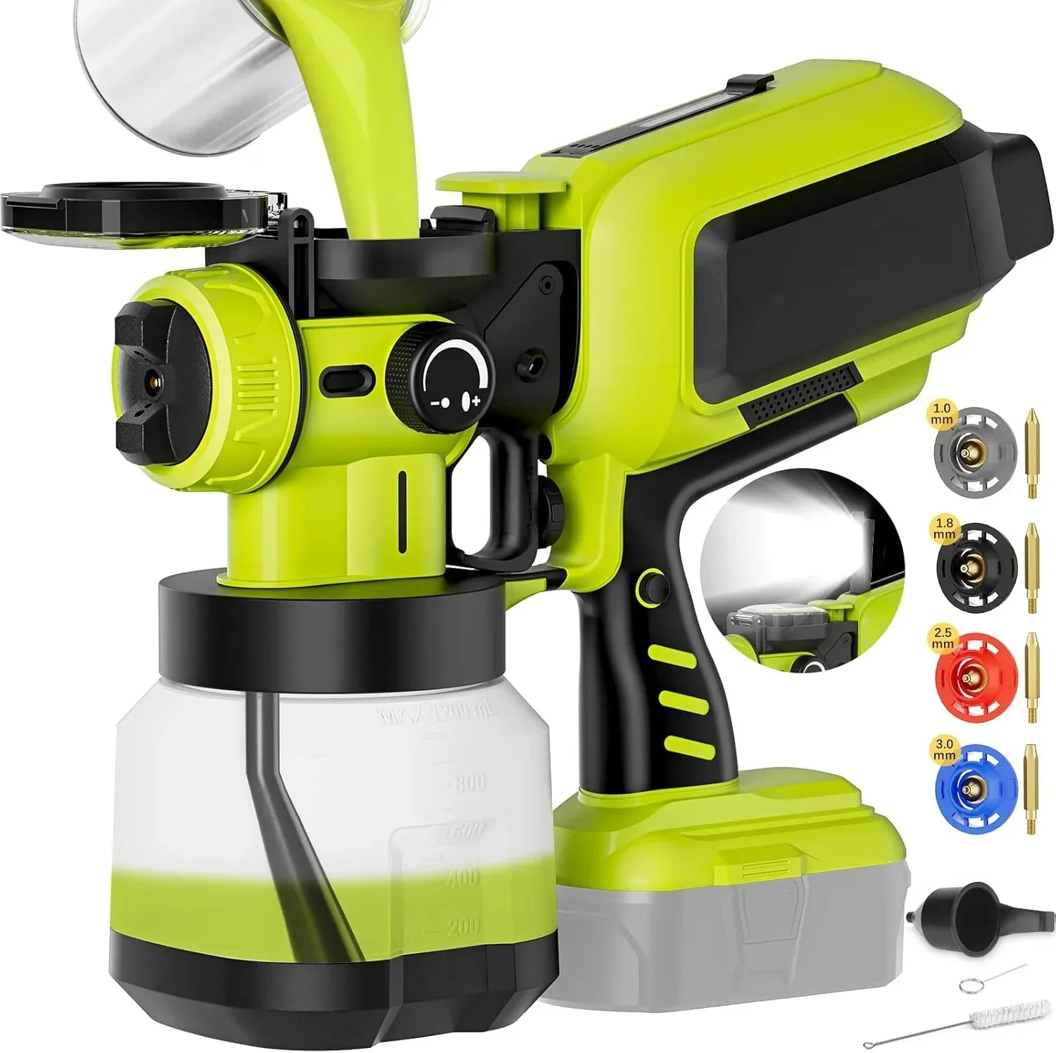 

Беспроводной распылитель краски, 70000 об/мин, совместимый с аккумулятором 18 В, ручной распылитель краски 1200 мл с бесщеточным устройством