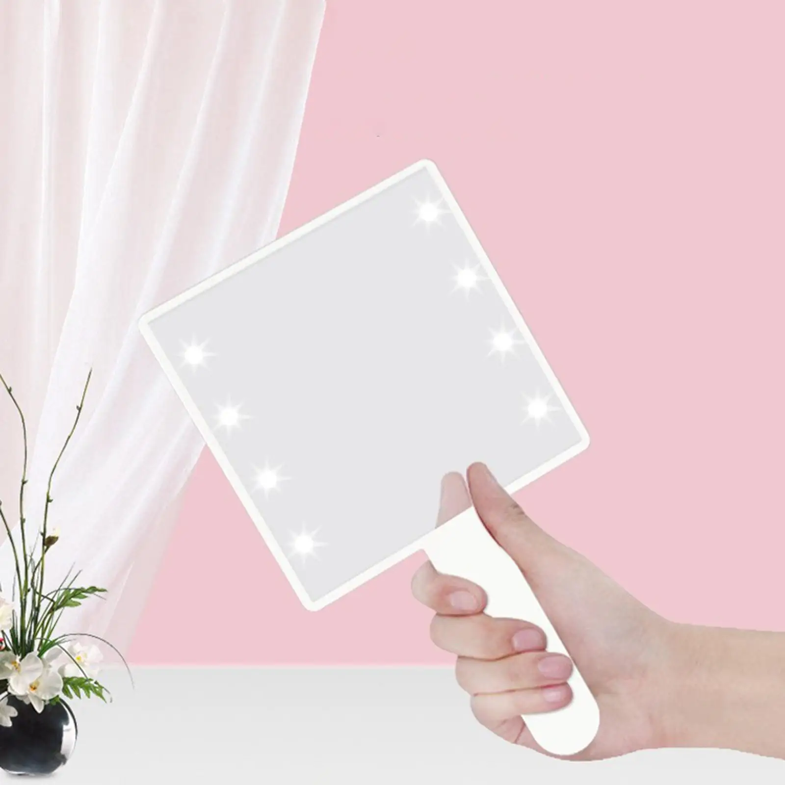 Miroir de maquillage avec lumière LED et poignée, miroir de voyage pour salon, maison