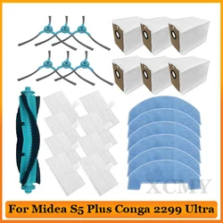 For Midea S5 Plus / Cecotec Conga 2299 Ultra Home X-Treme Genesis Accessories Main Side Brush Mop Dust Bag Filters