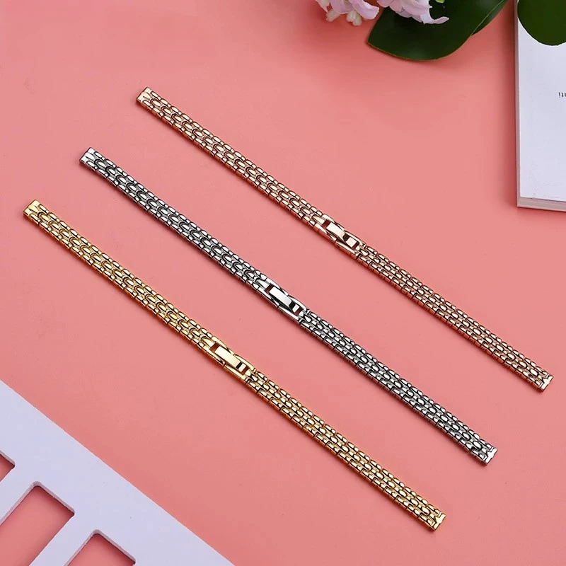 6mm 8mm 10mm 12mm 14mm 16mm Bright Women Small Size strap Universal Stainless Steel fashion Ladies watchband rose gold Bracelet