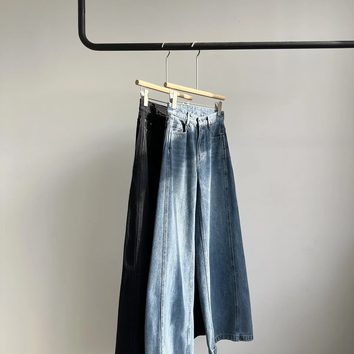 Early Spring Women's Fashionable Washed Straight Leg Wide Leg Jeans