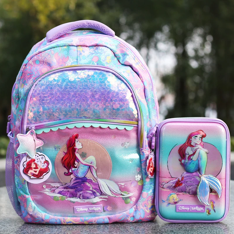 

Disney Anime Peripheral Pen Bag Pink Ariel Lunch Bag Creative Large Capacity Backpack Pen Box Storage Bag Christmas Gifts