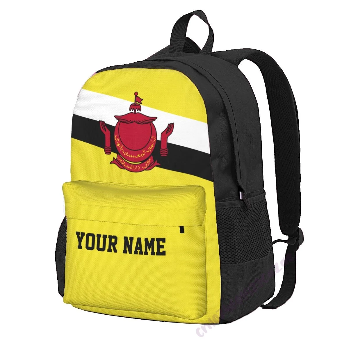 

Custom Name Brunei Flag Polyester Backpack For Men Women Travel Bag Casual Students Hiking Travel Camping